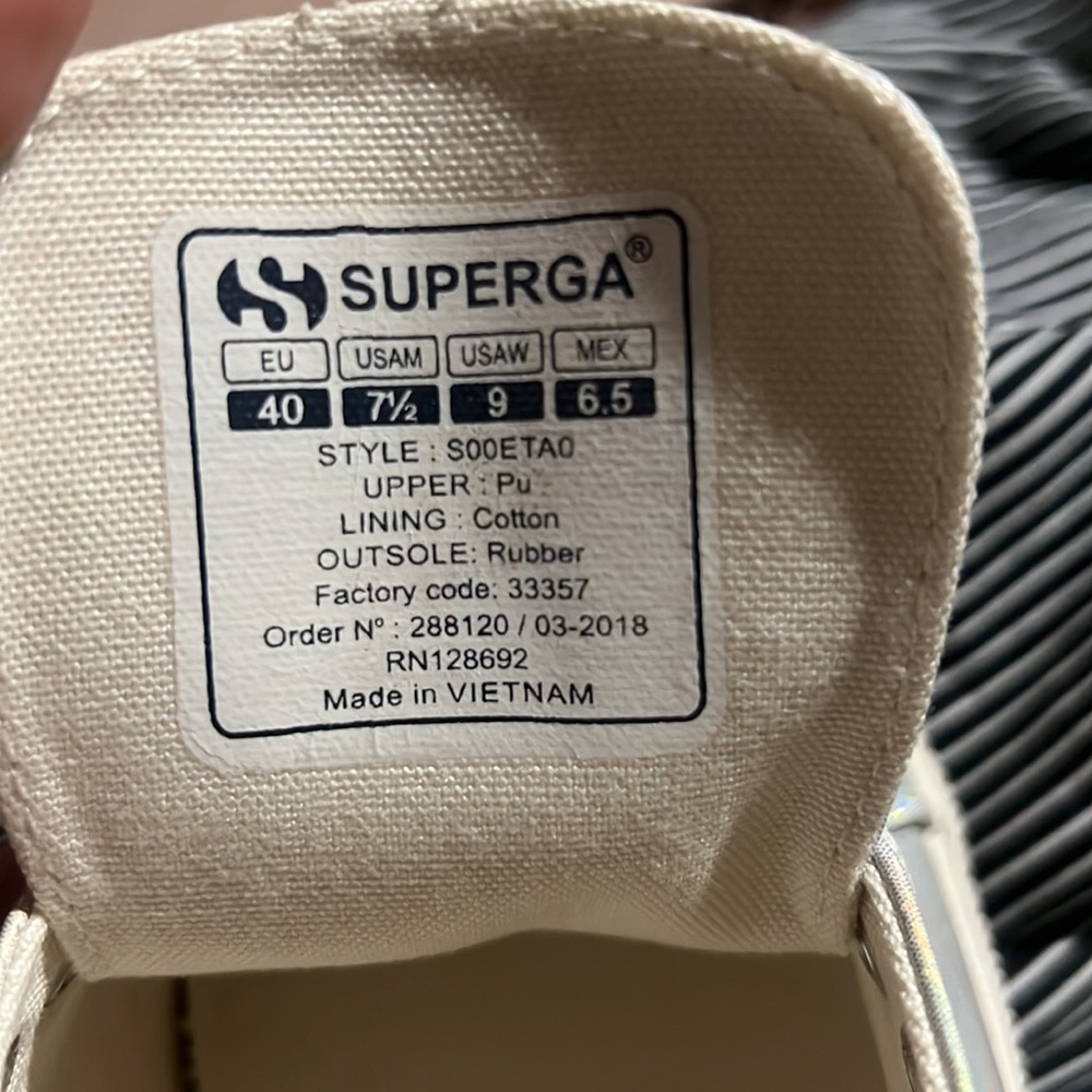 Iridescent white SUPERGA sneakers - sz 40 NWOT (US 9) - Picture 6 of 6